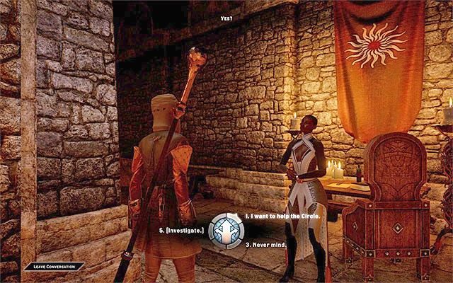Musisz wyrazić chęć udzielenia pomocy Kręgowi - Dragon Age Inquisition: Przysługa dla Pierwszej Zaklinaczki (Favors the First Enchanter) - Dragon Age: Inkwizycja - poradnik do gry
