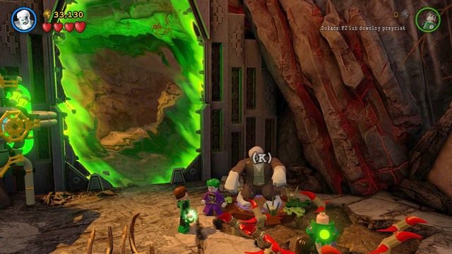 Z klocków zbuduj ramię, którym zakręć a jak tylko wykopie z ziemi platformę, wejdź na nią Grundym i poczekaj aż wyrzuci z ziemi wiertło - Wyrzuć Ten Gniew | Opis przejścia Lego Batman 3 Poza Gotham - LEGO Batman 3: Poza Gotham - poradnik do gry