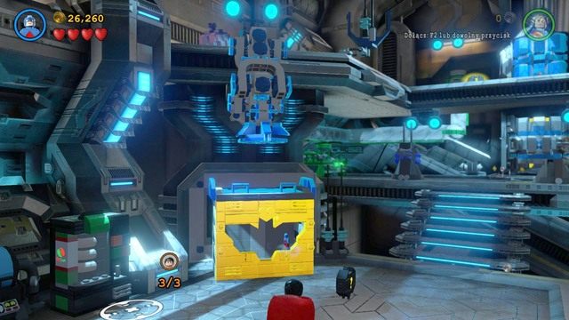 Będąc w środku przejdź na prawą stronę i wyciągnij obiekt ze ściany jako Cyborg w kostiumie magnetycznym - Postacie | Kostium Na Miarę Kosmosu - sekrety w Lego Batman 3 Poza Gotham - LEGO Batman 3: Poza Gotham - poradnik do gry