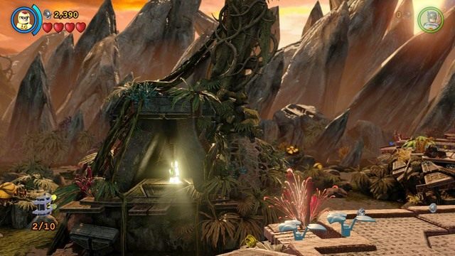 Złoty kwiatek przepal laserem (na przykład Supermana) i zmień postać na Robina po czym ubierz się w świecący kostium i włącz zasilanie - Minizestawy | Sezon Na Pomarańcze - sekrety w Lego Batman 3 Poza Gotham - LEGO Batman 3: Poza Gotham - poradnik do gry