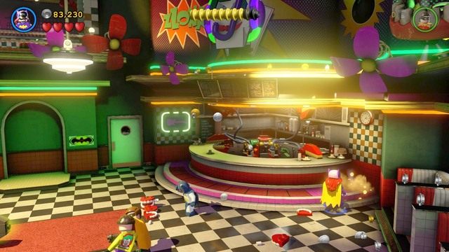 Korzystając z Batgirl (lub innej postaci potrafiącej kopać w ziemi) podejdź do prawej strony i wykop z ziemi żeton ostatniej postaci - Postacie | Jutro O Tej Samej Batporze! - sekrety w Lego Batman 3 Poza Gotham - LEGO Batman 3: Poza Gotham - poradnik do gry