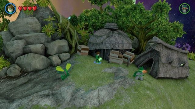 Zniszcz skrzynie przed chatką a ujrzysz srebrną kłódkę - Postacie i pojazdy | Odym - sekrety w Lego Batman 3 Poza Gotham - LEGO Batman 3: Poza Gotham - poradnik do gry