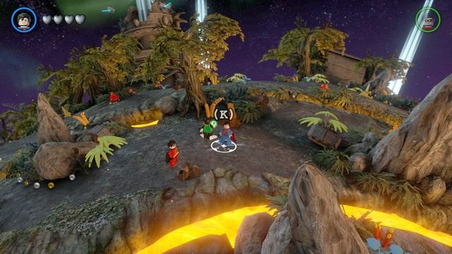 Po dotarciu na planetę Okaara porozmawiaj z Zieloną Glutarnią a po rozmowie zacznij za nim podążać - Zadania poboczne | Okaara - sekrety w Lego Batman 3 Poza Gotham - LEGO Batman 3: Poza Gotham - poradnik do gry