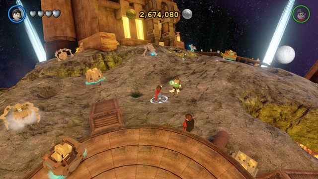 Po dotarciu na planetę Qward porozmawiaj z Zieloną Glutarnią a po rozmowie zacznij za nim podążać - Zadania poboczne | Qward - sekrety - LEGO Batman 3: Poza Gotham - poradnik do gry