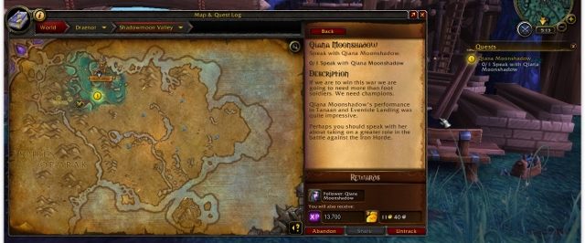 Bezpośrednio pod minimapą znajduje się pole, w którym wyświetlane są aktywne questy - 1. Interface gry w World of Warcraft Warlords of Draenor - World of Warcraft: Warlords of Draenor - poradnik do gry