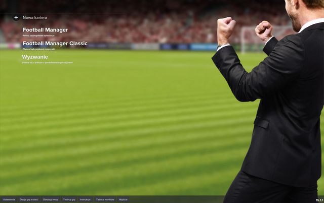 Główne menu Football Managera 2015 pozwala na rozpoczęcie rozgrywki w dwóch trybach - Określenie danych rozgrywki | Rozpoczęcie rozgrywki | Football Manager 2015 - Football Manager 2015 - poradnik do gry