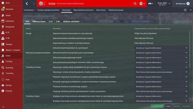 Nawet gdybyśmy chcieli sprawować pieczę nad wszystkimi procesami, które zachodzą w naszym klubie, fizycznie jest to po prostu niemożliwe, a jeżeli już spróbujemy, to możemy być pewni, że efekt będzie nienajlepszy - Sztab szkoleniowy | Rozpoczęcie rozgrywki | Football Manager 2015 - Football Manager 2015 - poradnik do gry