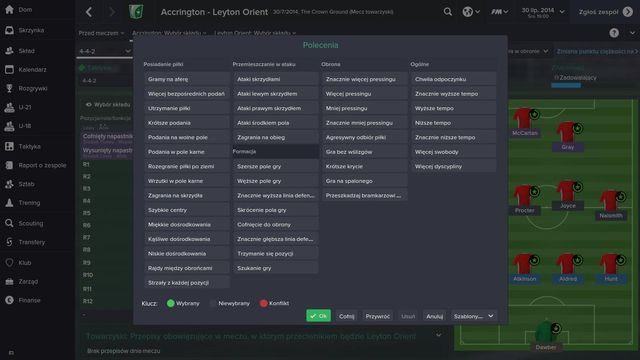Polecenia służą dookreśleniu podstawowych elementów taktycznych, które zastosują zawodnicy w trakcie spotkania - Polecenia | Przygotowanie do meczu | Football Manager 2015 - Football Manager 2015 - poradnik do gry