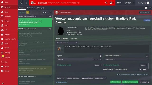 Bardzo rzadko zdarza się, by klub, do którego wystosowujemy ofertę, zgodził się na nią bez podjęcia jakichkolwiek negocjacji - Negocjacje z klubem | Transfery | Football Manager 2015 - Football Manager 2015 - poradnik do gry