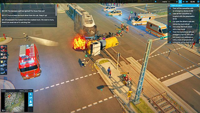 Lekarze niech opatrzą wszystkich czterech rannych, a sanitariusze zabiorą ich do szpitala - Tram Accident | Monachium - zadania główne | Emergency 5 - Symulator Misji Ratunkowych: Emergency 5 - poradnik do gry