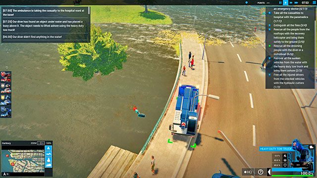 W wodzie znajdują się trzy samochody - Flood | Hamburg - zadania główne | Emergency 5 - Symulator Misji Ratunkowych: Emergency 5 - poradnik do gry
