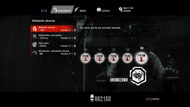 Zakładka Sprawność pozwala zwiększyć współczynniki bohatera. - Sprawność | Ulepszenia w The Evil Within - The Evil Within - poradnik do gry