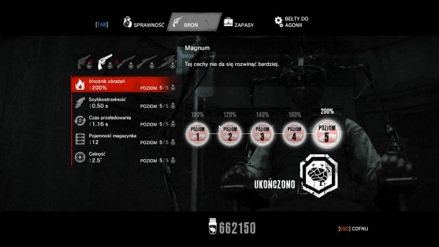 Zakładka Broń pozwala zwiększyć skuteczność wszystkich broni. - Broń | Ulepszenia w The Evil Within - The Evil Within - poradnik do gry