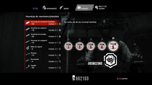 Zakładka Zapasy pozwala przenosić więcej amunicji, strzykawek i zapałek. - Zapasy | Ulepszenia w The Evil Within - The Evil Within - poradnik do gry