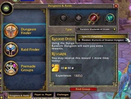 Jak widać skorzystanie z wyszukiwarki zapewni nam raz dziennie spory zastrzyk gotówki oraz doświadczenia. - Instancje (Dungeons) - wprowadzenie w World of Warcraft Warlords of Draenor - World of Warcraft: Warlords of Draenor - poradnik do gry