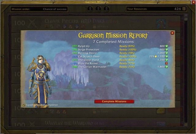 Pierwszą widoczną zmianą jest modyfikacja systemu odbierania raportów z ukończonych misji - Garrison Mission Manager + Master Plan | Polecane Addony - World of Warcraft: Warlords of Draenor - poradnik do gry