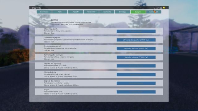 Menu Budynki z kolei umożliwi rozbudowę farmy. - Komputer przenośny | Podstawy Symulator Farmy 2015 - Symulator Farmy 2015 - poradnik do gry