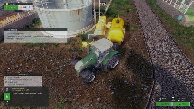 Każde narzędzie trzeba wcześniej uzupełnić. W tym wypadku gnojownicą. - Orka, kultywacja, zasiew oraz nawożenie | Praca na polu w Symulator Farmy 2015 - Symulator Farmy 2015 - poradnik do gry