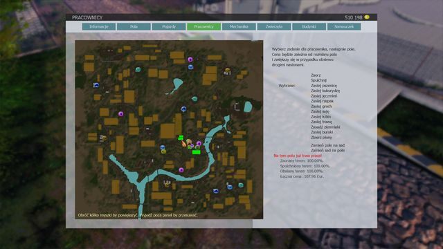 Pracowników możesz zatrudniać tylko, jeżeli przebywasz na terenie farmy. - Orka, kultywacja, zasiew oraz nawożenie | Praca na polu w Symulator Farmy 2015 - Symulator Farmy 2015 - poradnik do gry