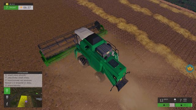 Duża szerokość robocza żniwiarki znacząco wpłynie na szybkość prac. - Zbiór, sprzedaż, magazynowanie | Praca na polu w Symulator Farmy 2015 - Symulator Farmy 2015 - poradnik do gry