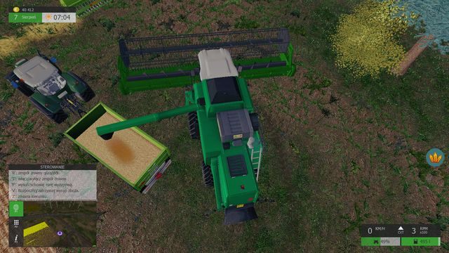 Pamiętaj, aby dobrze się ustawić i nie wysypać zebranych plonów na ziemię. - Zbiór, sprzedaż, magazynowanie | Praca na polu w Symulator Farmy 2015 - Symulator Farmy 2015 - poradnik do gry