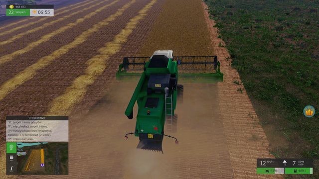 Po żniwach kombajn pozostawi ułożoną w rzędy słomę. - Uprzątnięcie pola (bele) | Praca na polu w Symulator Farmy 2015 - Symulator Farmy 2015 - poradnik do gry