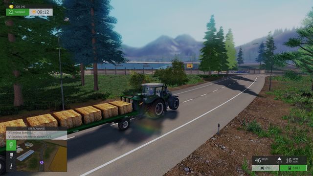 Podczas podróży nie musisz się martwić o transport - jest on przyklejony do przyczepki. - Uprzątnięcie pola (bele) | Praca na polu w Symulator Farmy 2015 - Symulator Farmy 2015 - poradnik do gry