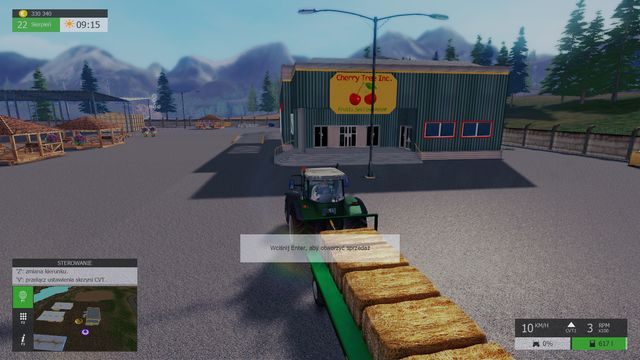 Dowiezienie bel do skupu pozwoli na otwarcie menu sprzedaży. - Uprzątnięcie pola (bele) | Praca na polu w Symulator Farmy 2015 - Symulator Farmy 2015 - poradnik do gry