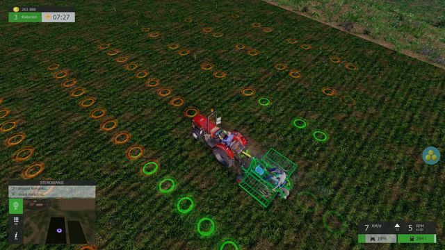 Jedź wolno, w linii prostej, aby sadzonki zostały umieszczone w wyznaczonych miejscach. - Sadownictwo | Uprawy w Symulator Farmy 2015 - Symulator Farmy 2015 - poradnik do gry