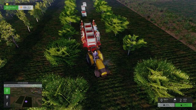 Aby pracownicy zebrali owoce zatrzymuj się na krótką chwilę przy każdym z mijanych drzew. - Sadownictwo | Uprawy w Symulator Farmy 2015 - Symulator Farmy 2015 - poradnik do gry