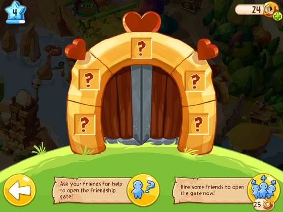 A oto i jedna z bram - na dole ekranu widać wybór między prośbą o pomoc, a wykupieniem sobie wejścia. - Friendship Gate | Dodatkowe informacje | Angry Birds Epic - Angry Birds Epic - poradnik do gry