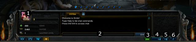 W lewym dolnym rogu ekranu znajduje się Twoja ikonka gracza, którą możesz zmieniać w każdej chwili poprzez kliknięcie na nią lewym przyciskiem myszy - Dolny panel gracza | Jak zacząć? | Smite - Smite - poradnik do gry