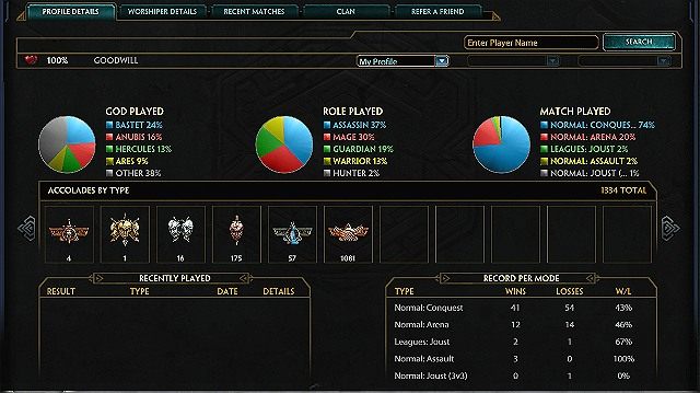 Profil gracza zawiera bardzo dużo informacji z statystyk - Górny panel gracza | Jak zacząć? | Smite - Smite - poradnik do gry