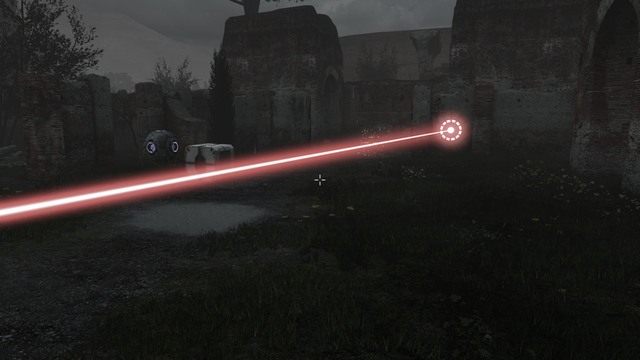 Sześcian blokuje metalowe kule, aby nie przecinały wiązki lasera. - A5 | Świat A w The Talos Principle - The Talos Principle - poradnik do gry