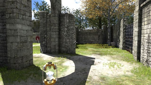 Pierwsze złącze nakieruj na przycisk - Through a Window | Road to Gehenna (DLC) - Świat 1 w The Talos Principle - The Talos Principle - poradnik do gry