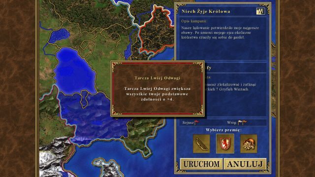 Wybór Tarczy Lwiej Odwagi opłaca się najbardziej. - Gryfie Klify | Kampania - Niech Żyje Królowa | Heroes of Might & Magic III - Heroes of Might & Magic III: HD Edition - poradnik do gry