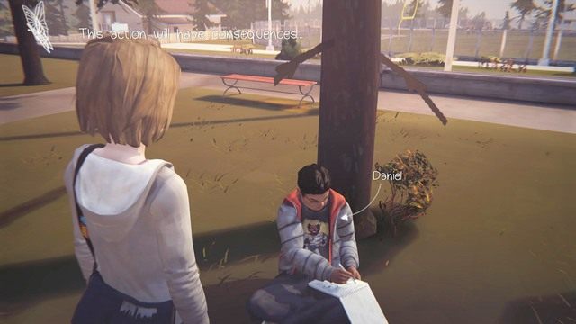 Pierwsza decyzja to moment, w którym rozmawiasz z Danielem - Life is Strange: Chrysalis - Decyzje - Life is Strange - poradnik do gry