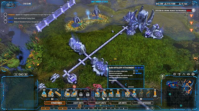 Jak najszybciej stwórz solidną grupę uderzeniową i wyrusz na południe - Misja 7 - The Wetlands | Kampania Human | Grey Goo - Grey Goo - poradnik do gry