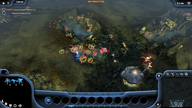 Wszystkie trzy cele wędrują po ustalonych trasach w północnej części planszy, patrz mapa - Misja 12 - The Shallows | Kampania Goo | Grey Goo - Grey Goo - poradnik do gry