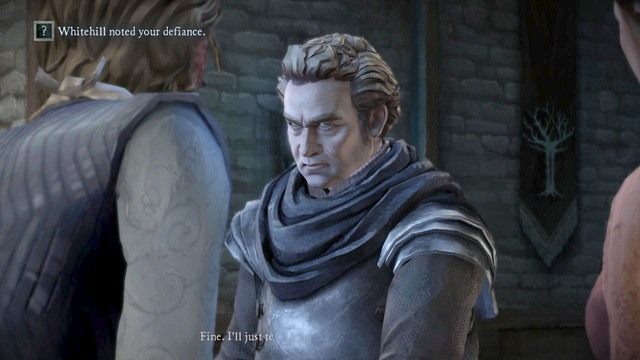 Po zakończonej rozmowie do sali wejdzie sam Lord Whitehill więc przeprowadź z nim rozmowę - Rozdział 5| Epizod 2 - The Lost Lords | Game of Thrones - Game of Thrones - A Telltale Games Series - poradnik do gry