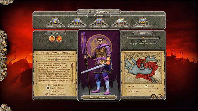 Ekonomiczna potęga sprawia, że co turę zarabiasz o 5% więcej oraz przynosi o połowę więcej pieniędzy z taryf handlowych - Cesarstwo Wschodniorzymskie w Total War Attila | Wybór frakcji - Total War: Attila - poradnik do gry