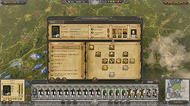 Każda postać płci męskiej posiada trzy opisujące ją statystyki podstawowe - autorytet, przebiegłość oraz zapał - Postacie w Total War Attila | Dwór i władza państwowa - Total War: Attila - poradnik do gry