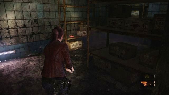 Amunicję do pistoletu znajdziesz w obu pomieszczeniach, na jednej z półek. - Ucieknij z zakładu cz.2 | Kolonia karna - Claire | Resident Evil Revelations 2 - Resident Evil: Revelations 2 - Kolonia Karna - poradnik do gry