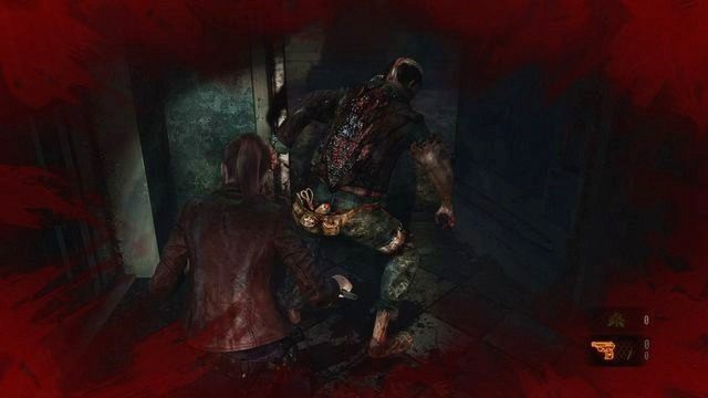 Czerwona otoczka oznacza konieczność użycia środków leczących. - Ucieknij z zakładu cz.2 | Kolonia karna - Claire | Resident Evil Revelations 2 - Resident Evil: Revelations 2 - Kolonia Karna - poradnik do gry