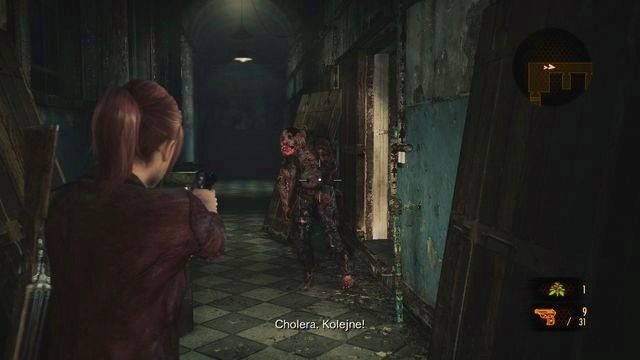 Strzelaj w świecącą na pomarańczowo głowę, aby natychmiastowo zabić przeciwnika. - Ucieknij z zakładu - włączenie zasilania | Kolonia karna - Claire - Resident Evil: Revelations 2 - Kolonia Karna - poradnik do gry