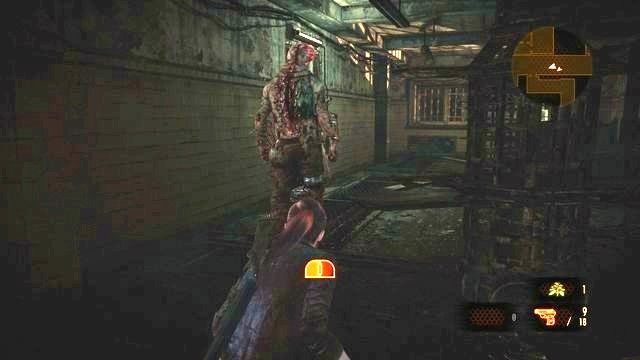 Zajdź przeciwników od tyłu i po cichu wyeliminuj. - Ucieknij z zakładu - włączenie zasilania | Kolonia karna - Claire - Resident Evil: Revelations 2 - Kolonia Karna - poradnik do gry