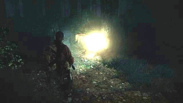 W lesie orientuj się za pomocą słabo widocznych wiązek światła. - Znajdź inną drogę | Kolonia karna - Barry | Resident Evil Revelations 2 - Resident Evil: Revelations 2 - Kolonia Karna - poradnik do gry