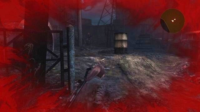 Obchodząc główny plac z lewej strony zastrzel kolejnego wroga oraz leżącego na ziemi zmutowanego psa z bezpiecznej odległości. - Idź do wieży | Kontemplacja - Claire | Resident Evil Revelations 2 - Resident Evil: Revelations 2 - Kolonia Karna - poradnik do gry