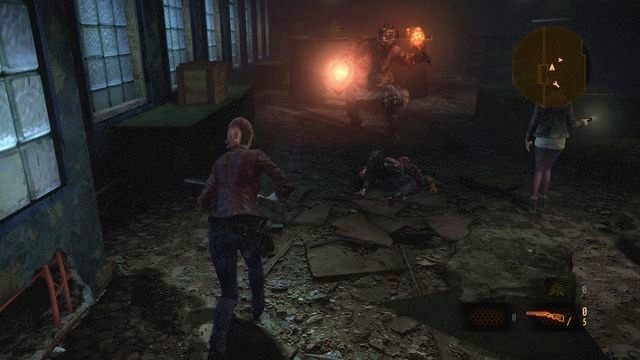 Koniec końców po zbliżeniu się do środka pomieszczenia na dół i tak spadnie nieco odmienny przeciwnik - Idź do wieży | Kontemplacja - Claire | Resident Evil Revelations 2 - Resident Evil: Revelations 2 - Kolonia Karna - poradnik do gry