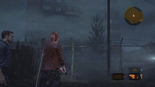 Po spotkaniu Neila i wyjściu z tunelu na większy plac, gdzie zostaniesz zaatakowany przez zmutowane psy, popatrz w lewo - Kontemplacja - Claire | Emblematy wieży | Resident Evil Revelations 2 - Resident Evil: Revelations 2 - Kolonia Karna - poradnik do gry
